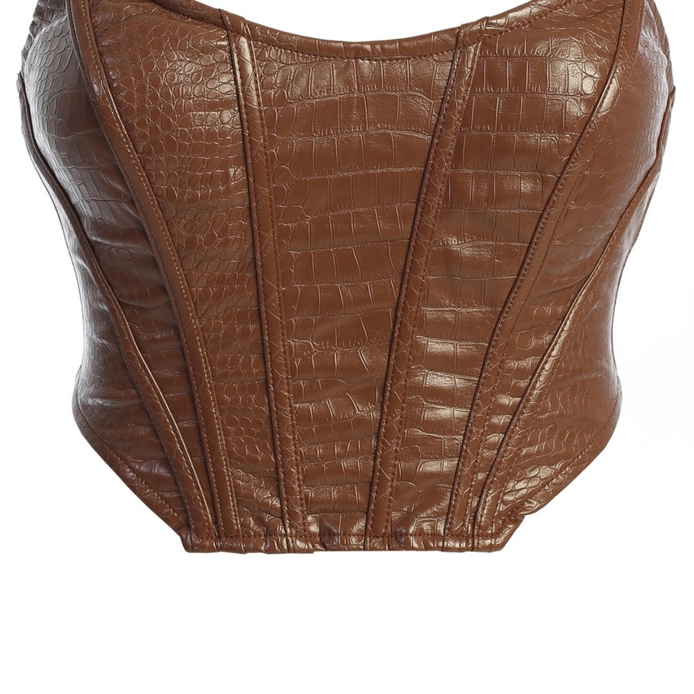 JLUXLABEL Brown Croc Corset